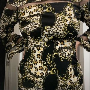 Mixed imperial print leopard and gold chain design